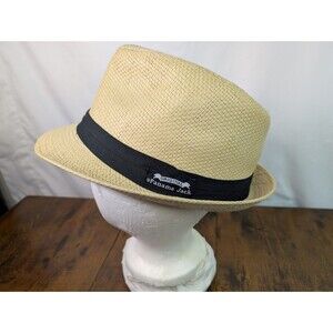 Panama Jack Hat Fedora Mens Large White Black Band Summer Paper Straw Dressy